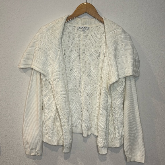 Cabi Cable Knit Long Sleeve Open Front Ivory Sweater Cardigan Style 193 M - Picture 3 of 10